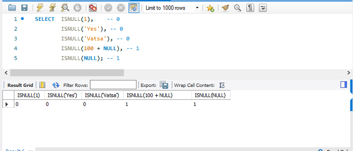 ISNULL COMPARISON FUNCTION